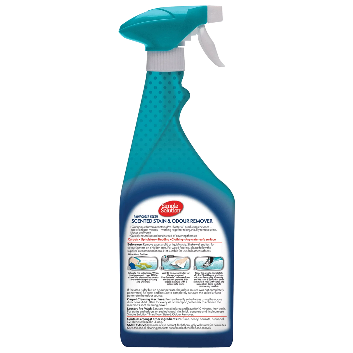 Rain Forest Home Stain & Odour Remover 750ml back of pack