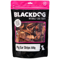 BlackDog Pig Ears Strips Dog Treats packaging front