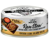 Absolute Holistic Raw Stew Chicken & King Salmon Recipe, 80g can front