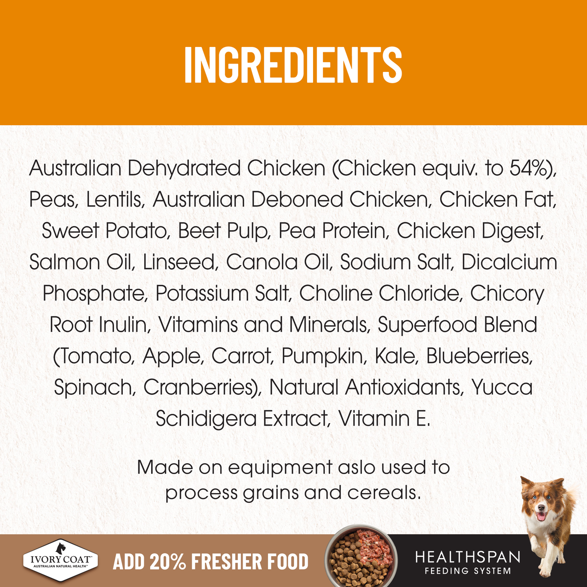 Ivory Coat Grain Free Chicken Puppy ingredients panel