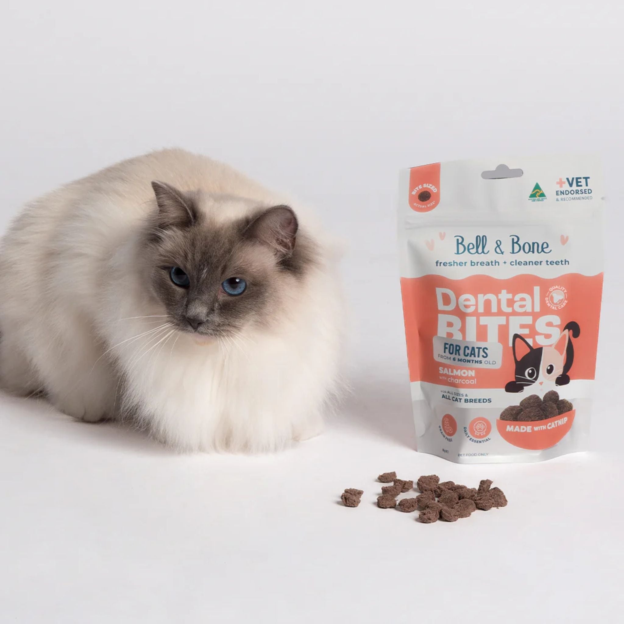 Bell and Bone Adult Cat Dental Bites - Salmon with Charcoal