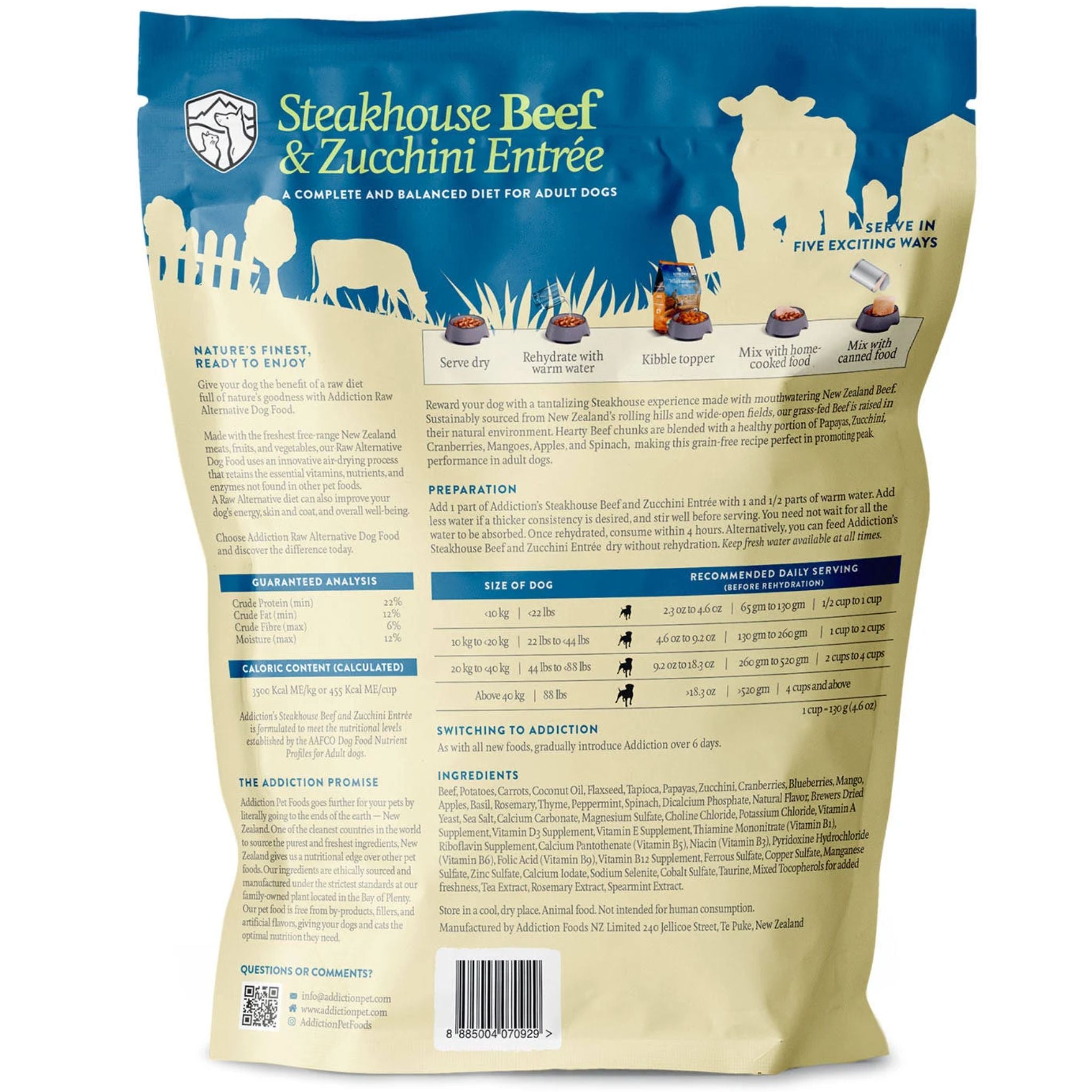 ADDICTION Steakhouse Beef & Zucchini Raw Alternative Dog Food