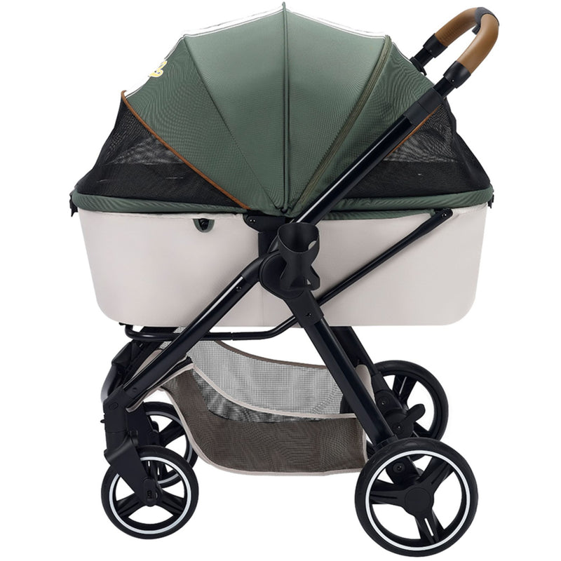 Ibiyaya Luxury Retro Style Foldable Pet Stroller 30kg PeekAPaw