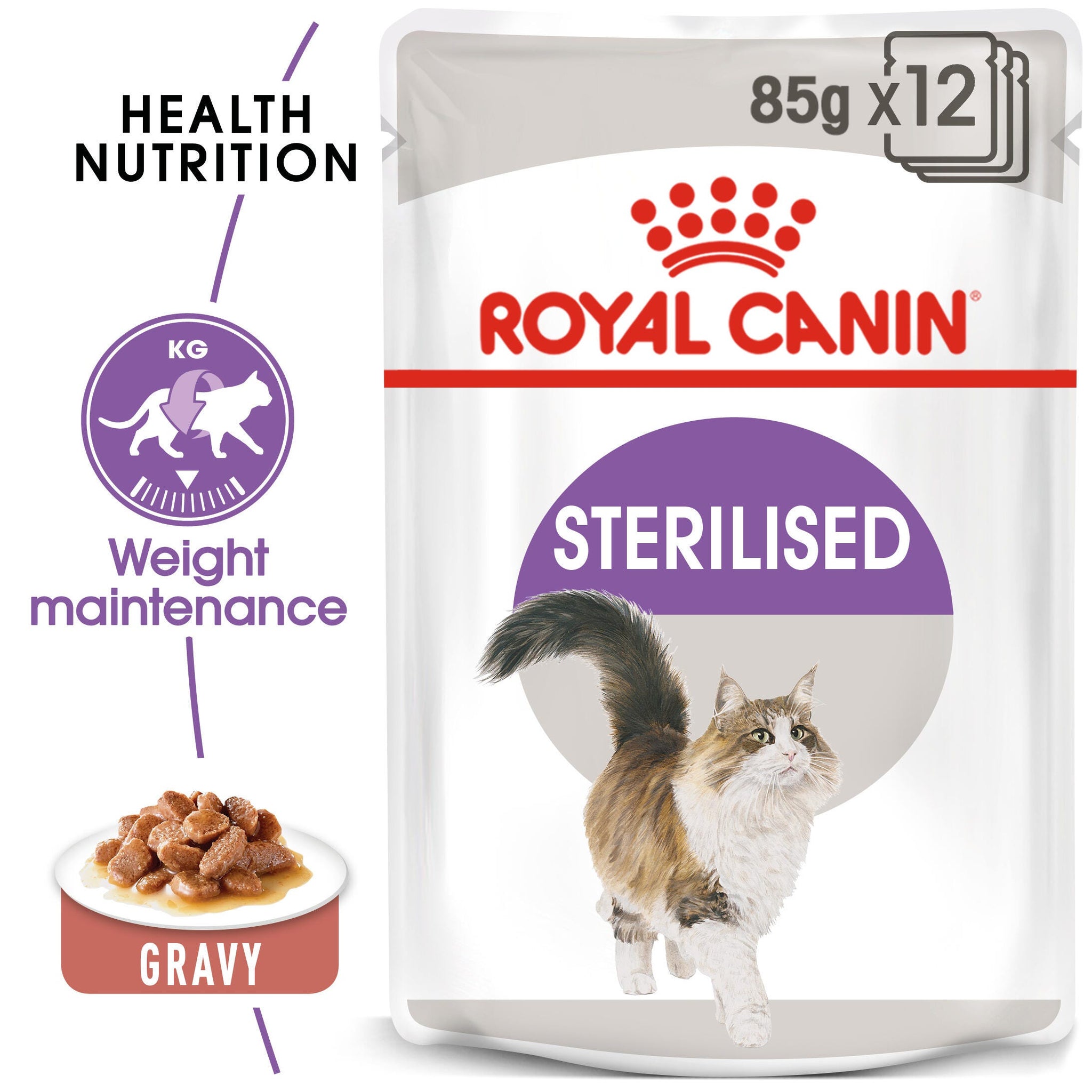 Royal Canin Sterilised adult chunks in gravy pouch detail