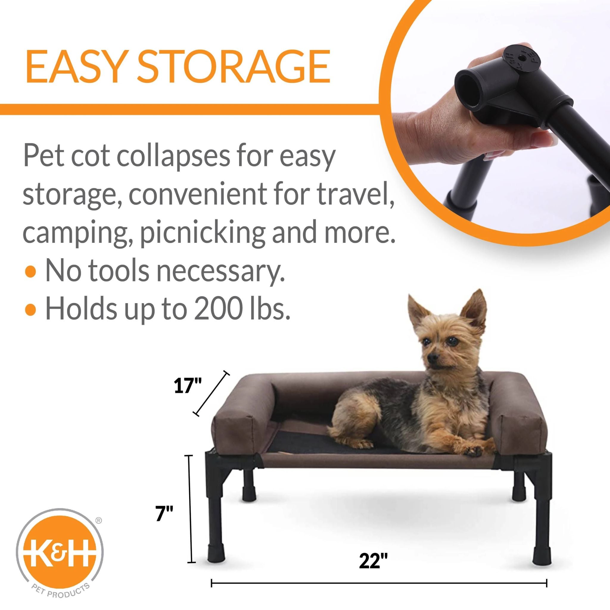 K&H Original Bolster Pet Cot - Chocolate