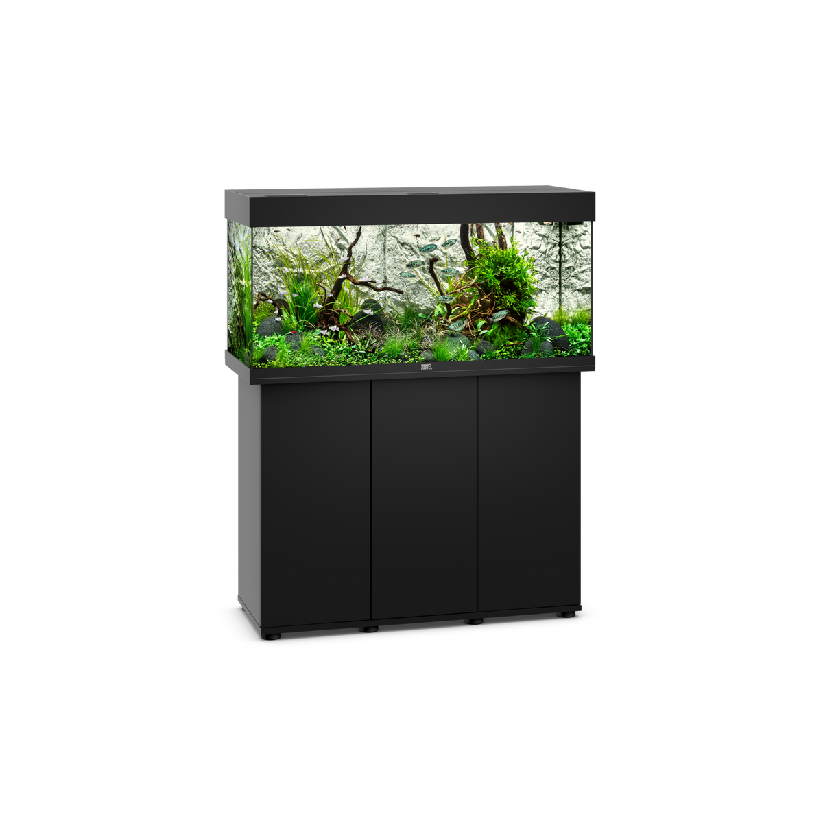 Juwel SBX Rio 180 cabinet in black with the aquarium on top