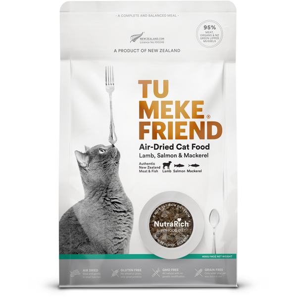 TU MEKE FRIEND Air-Dried Natural Cat Food Lamb, Salmon & Mackerel - 400g | PeekAPaw Pet Supplies