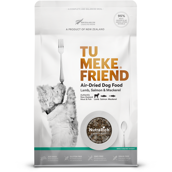 TU MEKE FRIEND Air-Dried Natural Dog Food Lamb, Salmon & Mackerel - 500g | PeekAPaw Pet Supplies