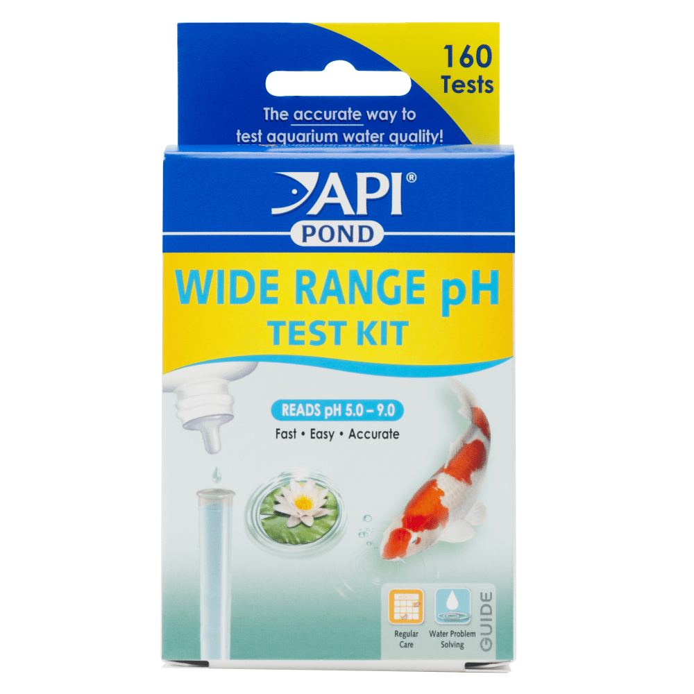 API Pond wide range liquid pH test kit, carton front