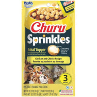 Inaba Churu Sprinkles Meal Topper Chicken and Cheese Recipe for dogs, front of the 3-sachet pack