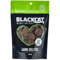 BlackCat Naturally Good Treats Lamb Delites 60g pouch with a green top strip