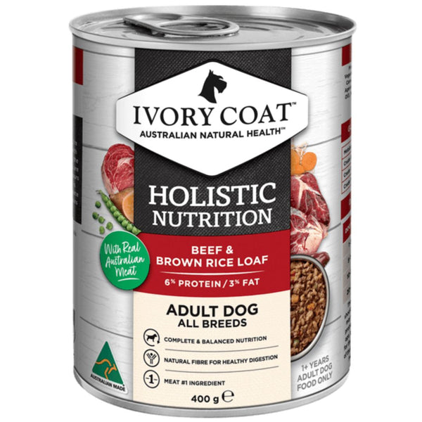 Ivory Coat Holistic Nutrition Adult Wet Dog Food Beef & Brown Rice Loaf