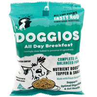 Mimi & Munch Doggios All Day Breakfast Tasty Roo dry dog food, front of the teal 100g pack