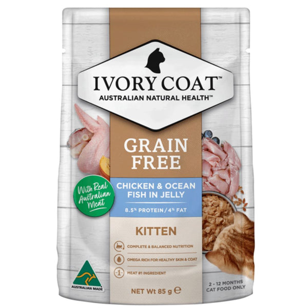 Ivory Coat Grain Free Kitten Wet Cat Food Chicken & Ocean Fish in Jelly