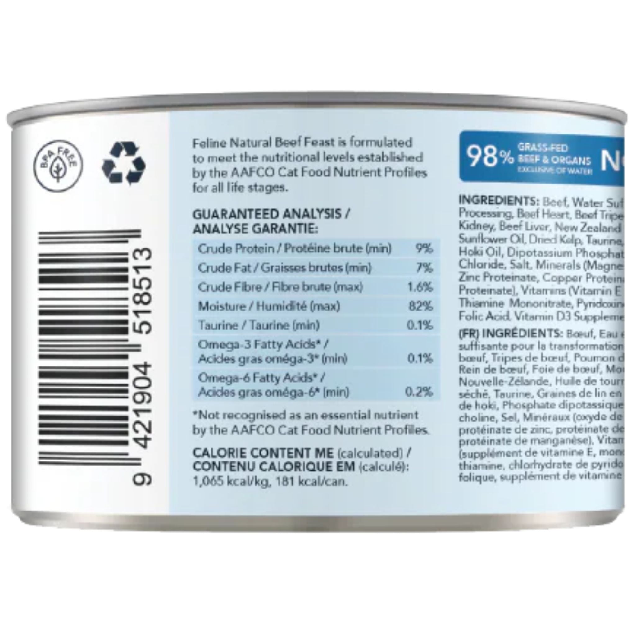 Feline Natural Canned Beef Feast