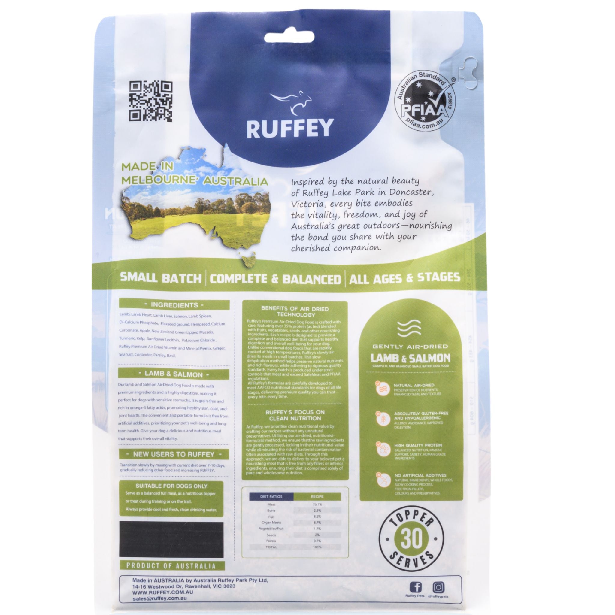 Ruffey Air Dried Dog Food Lamb & Salmon