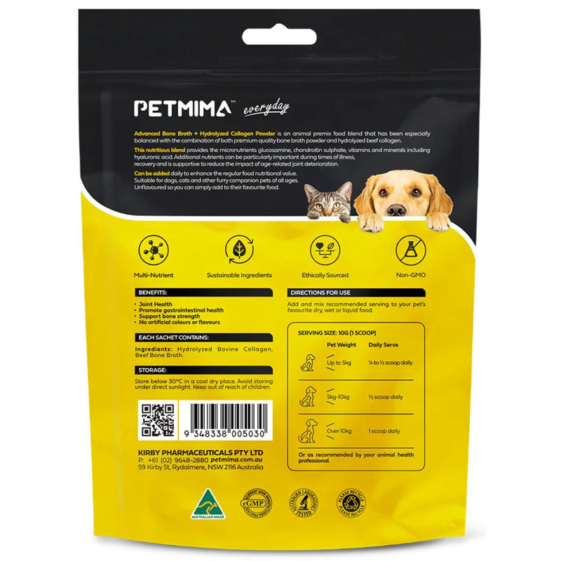 PETMIMA Advanced Bone Broth + Hydrolyzed Collagen -Back | PeekAPaw Pet Supplies