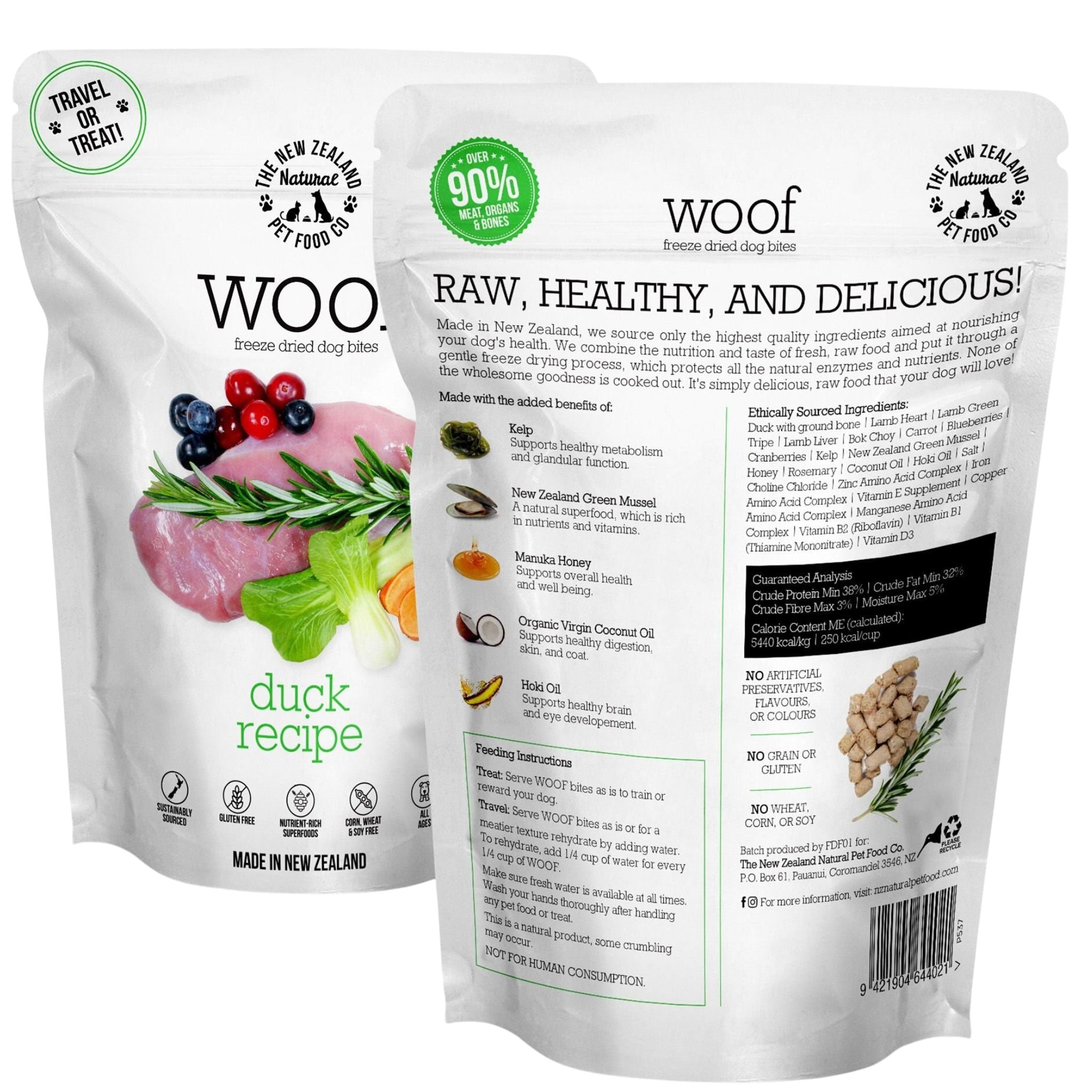 The New Zealand Natural Woof Freeze Dried Dog Treat Duck