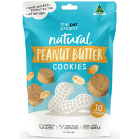 The Pet Project Natural Peanut Butter Cookies for dogs, 10 cookie pouch, front of pack