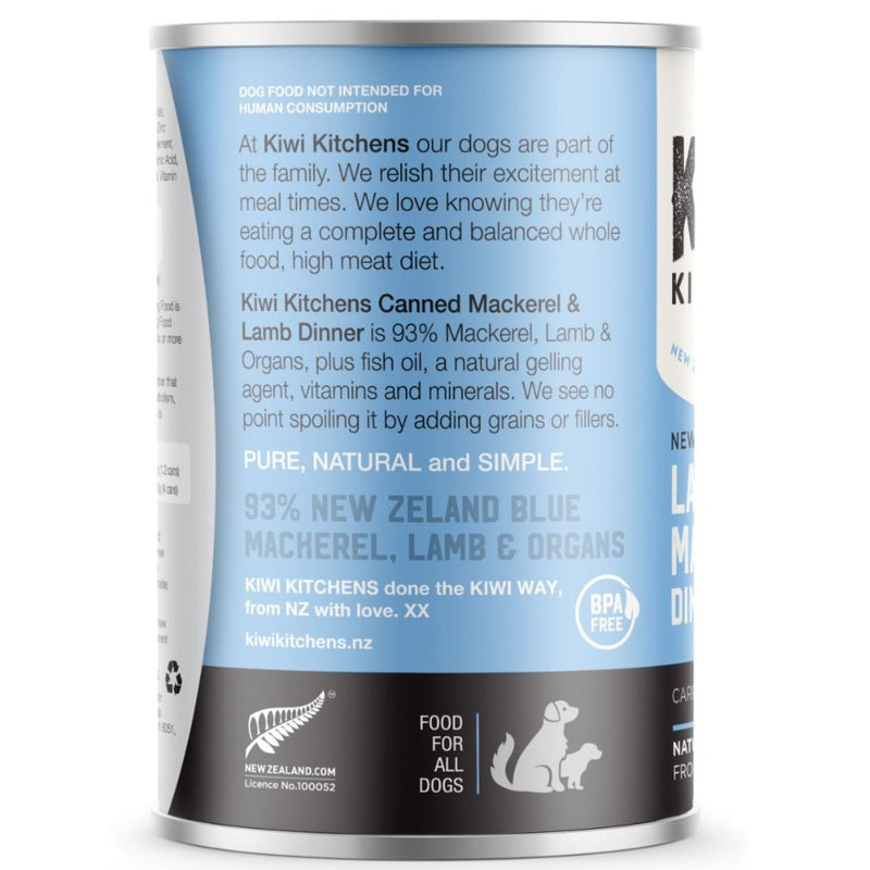 Kiwi Kitchens Canned Dog Food Mackerel & Lamb Dinner