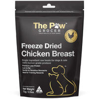 The Paw Grocer Black Label Chicken Breast treats, 72g pack front