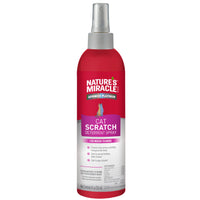 Front label, red spray bottle, Nature's Miracle Advanced Platinum Cat Scratch Deterrent Spray