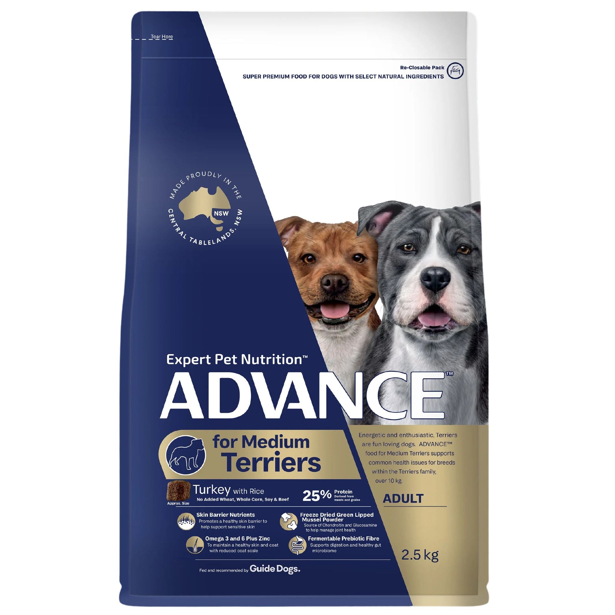 ADVANCE Medium Terriers Dry Dog Food Turkey with Rice