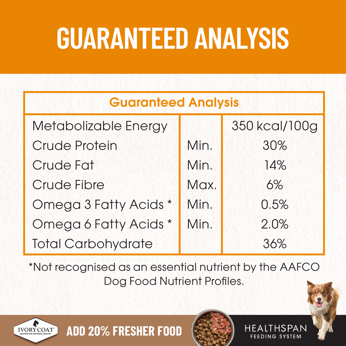 Ivory Coat Grain Free Chicken Adult guaranteed analysis table