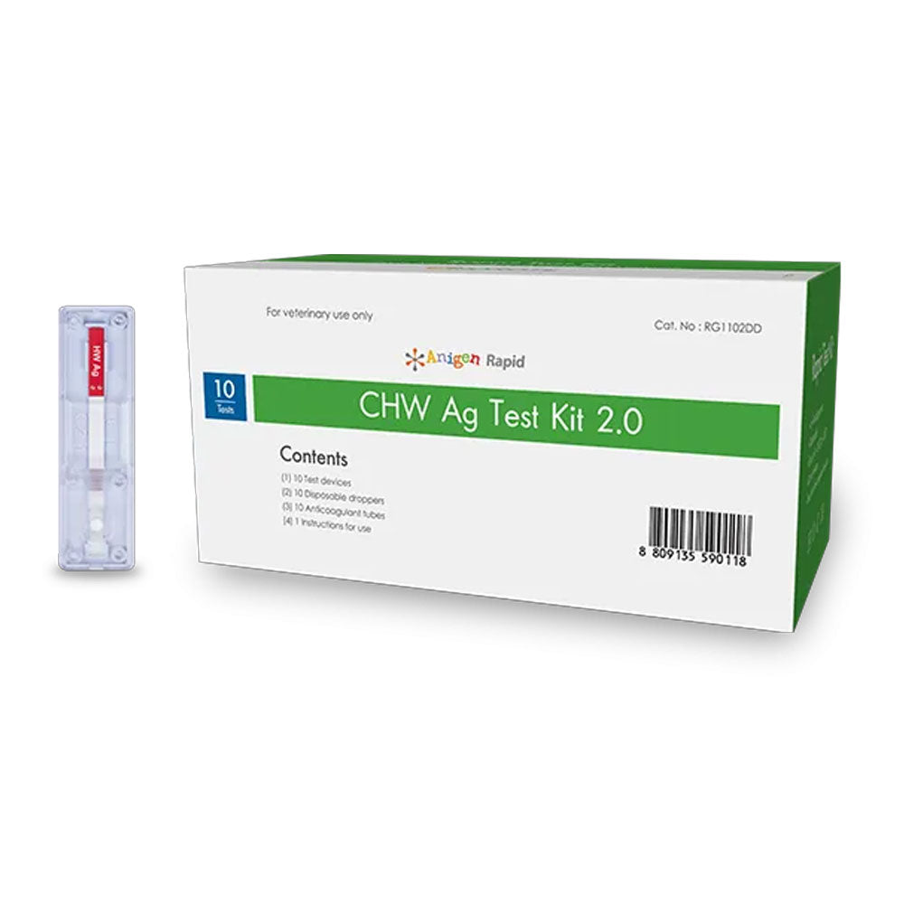 Anigen Rapid canine heartworm Ag test kit box, 10 tests