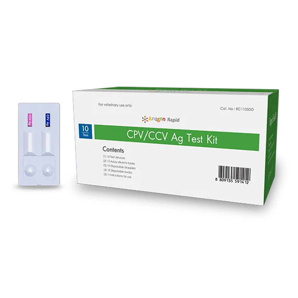 Anigen Rapid CPV/CCV Ag canine parvovirus and coronavirus test kit box, 10 tests