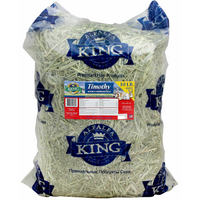 Alfalfa King Timothy hay compressed bale in printed plastic wrap