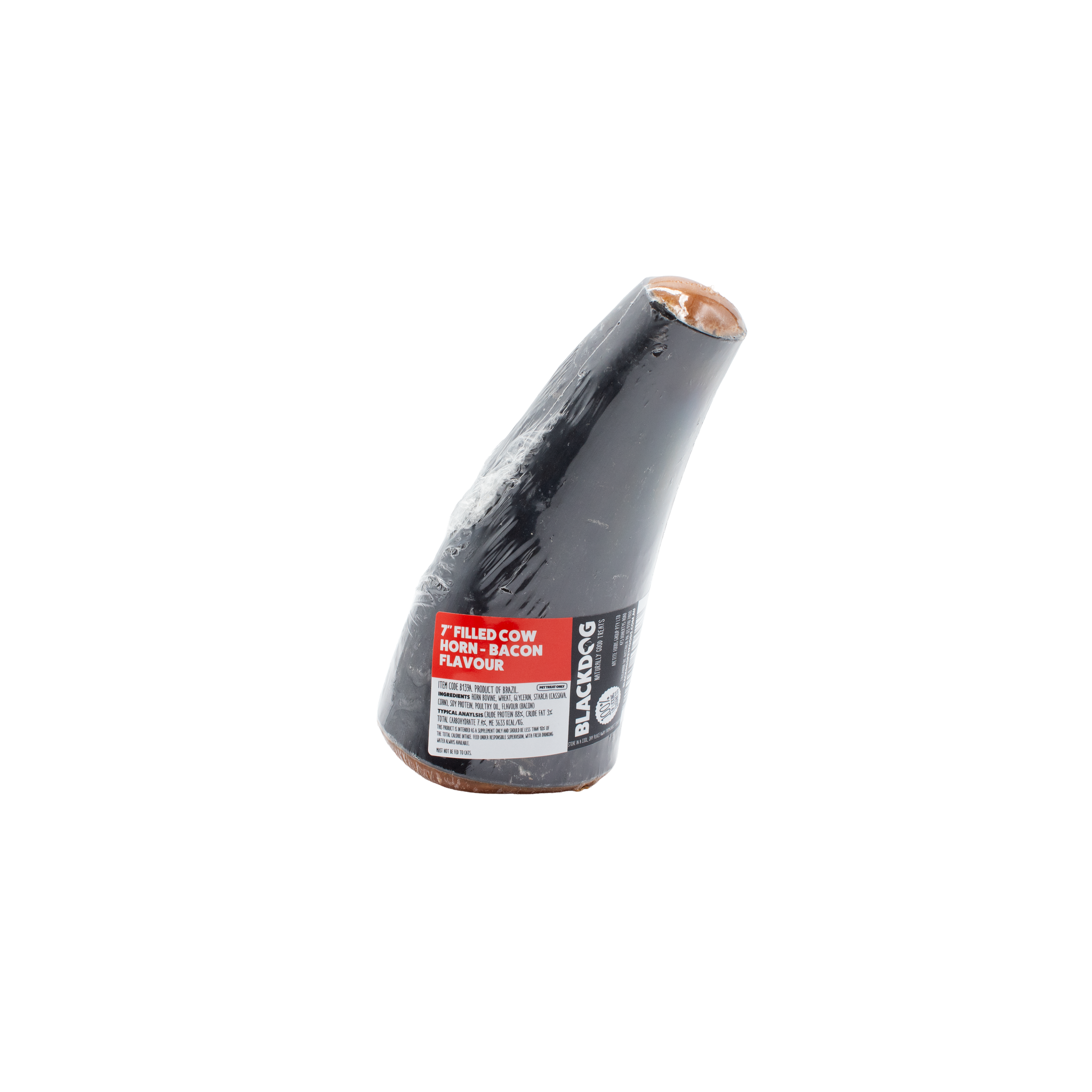 BlackDog Bacon Filled Cow Horn dog treat 17.8cm