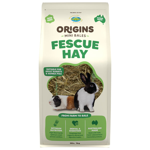 Vetafarm Origins Mini Bale Fescue Hay - 1kg | PeekAPaw Pet Supplies