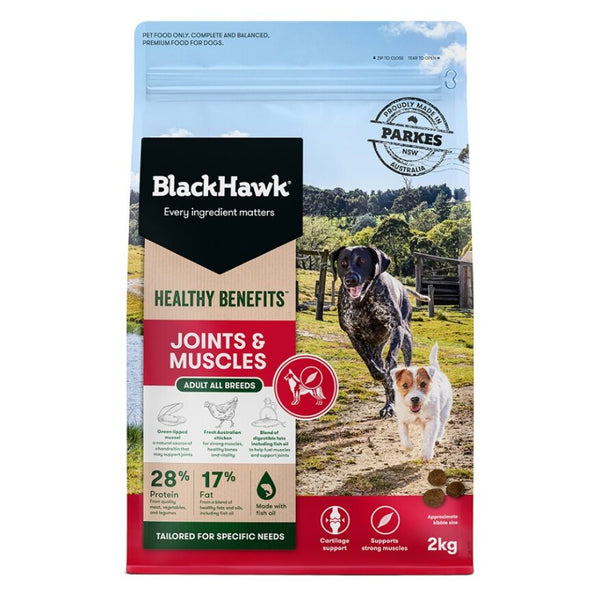 Black Hawk Healthy Benefits Dry Dog Food Joints & Muscles - 2kg | PeekAPaw Pet Supplies