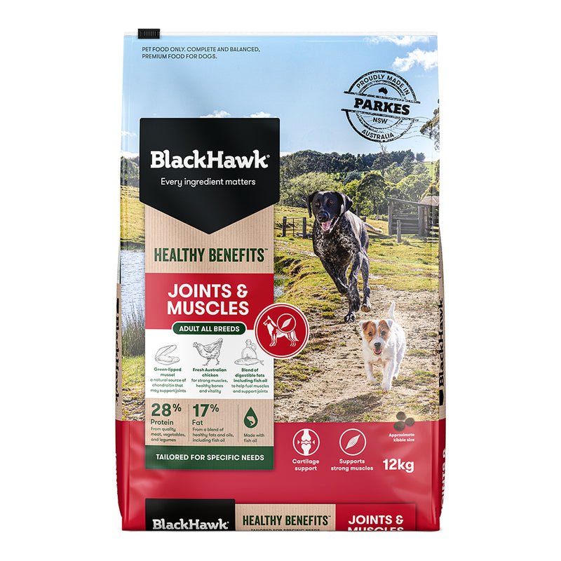 Black Hawk Healthy Benefits Dry Dog Food Joints & Muscles - 12kg | PeekAPaw Pet Supplies