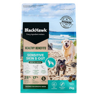 Black Hawk Healthy Benefits Sensitive Skin & Gut dry dog food, 2kg bag front