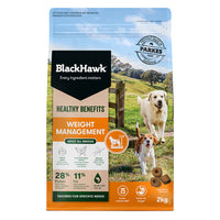 Black Hawk Healthy Benefits Weight Management dry dog food, 2kg bag front