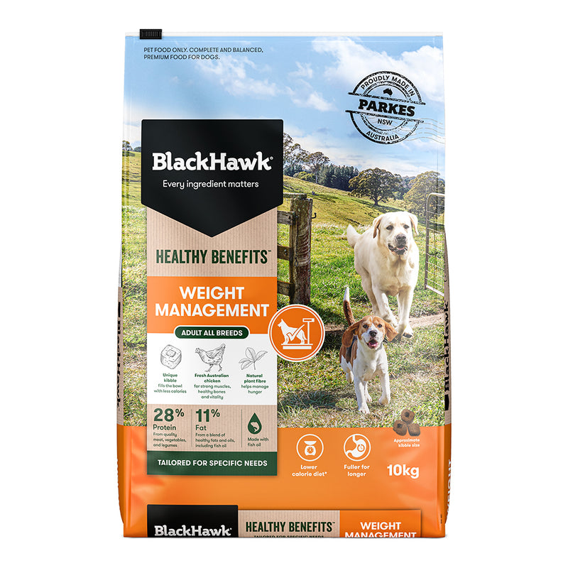 Black Hawk Healthy Benefits Dry Dog Food Weight Management - 10kg | PeekAPaw Pet Supplies