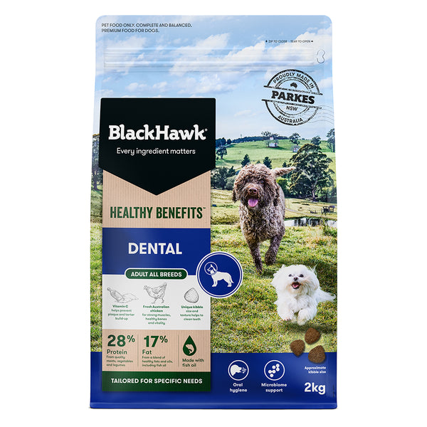 Black Hawk Healthy Benefits Dry Dog Food Dental - 2kg | PeekAPaw Pet Supplies