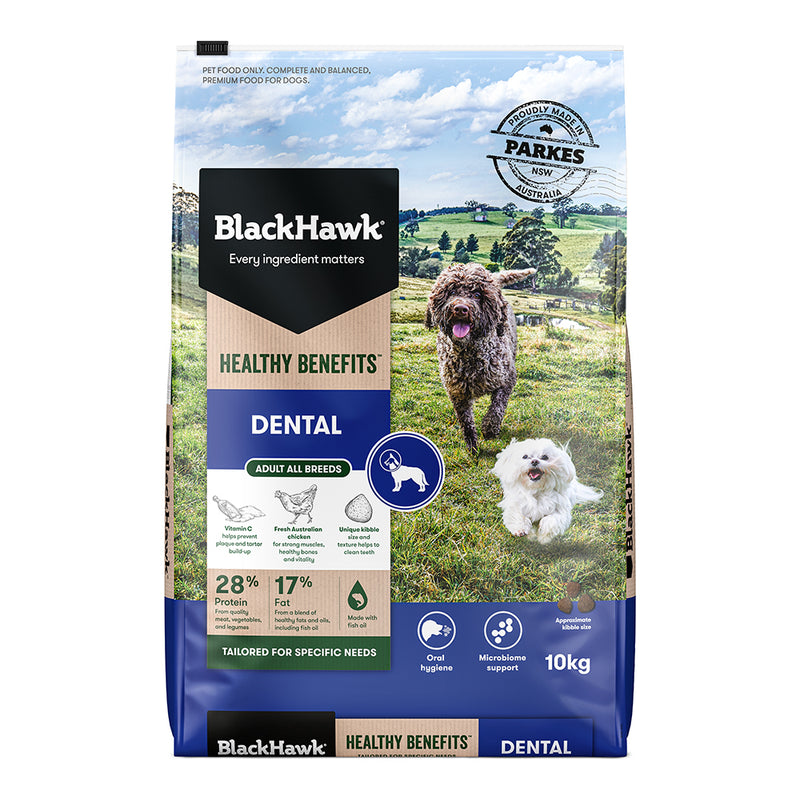 Black Hawk Healthy Benefits Dry Dog Food Dental - 10kg | PeekAPaw Pet Supplies