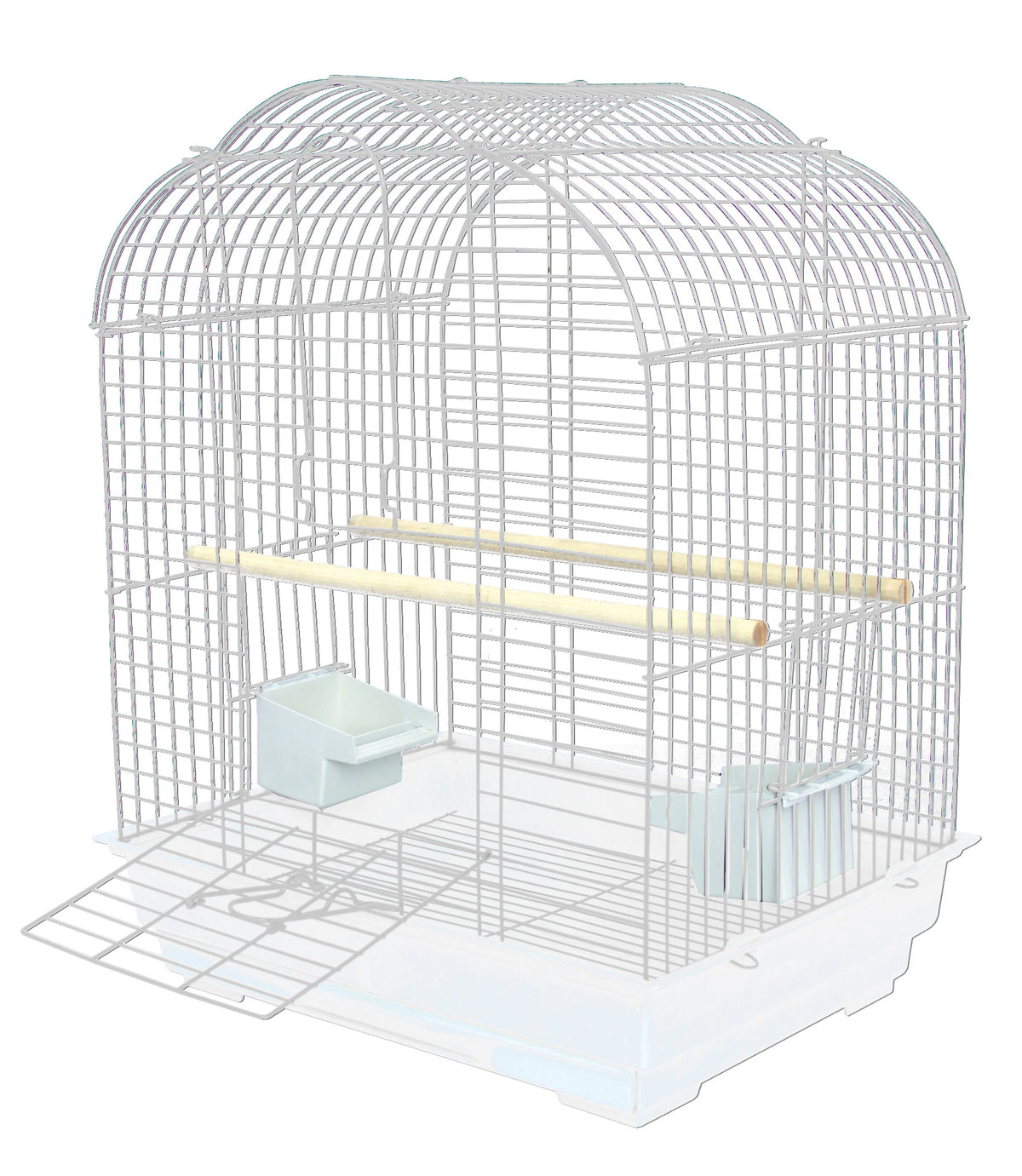 Birdie Cathedral Roof Cage 47 x 36 x 66cm in White – front view