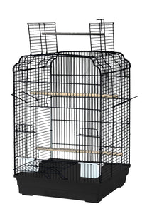 Birdie Bridge Open Top Cage in black with the arched bridge roof folded open