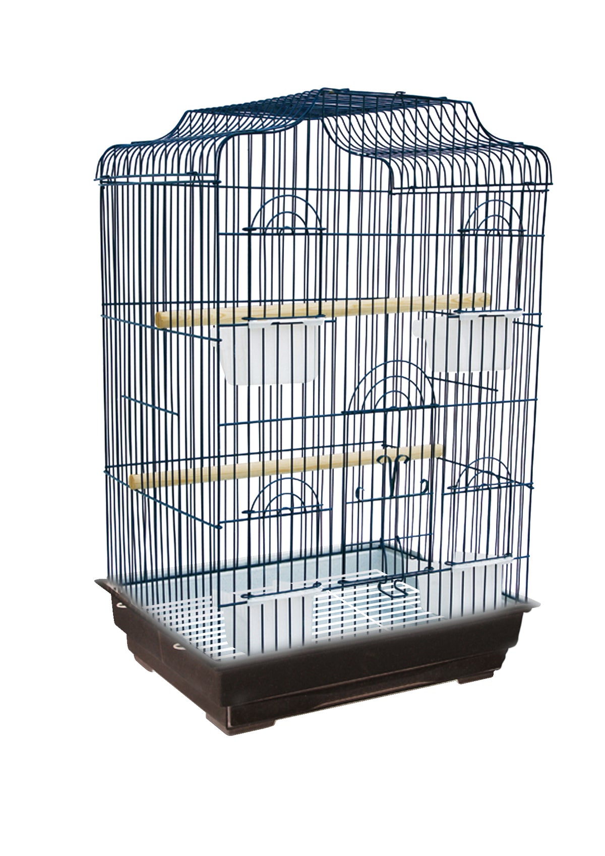 Birdie Arch Top Cage in black, curved arch roof on a 47 x 36 x 69cm frame