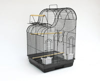 Birdie Wave Top Cage in black, wave-curved roof sitting above a square 47 x 47cm base
