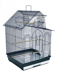 Birdie Peak Roof Cage in black, a pitched house-style roof with round panels above the wire frame