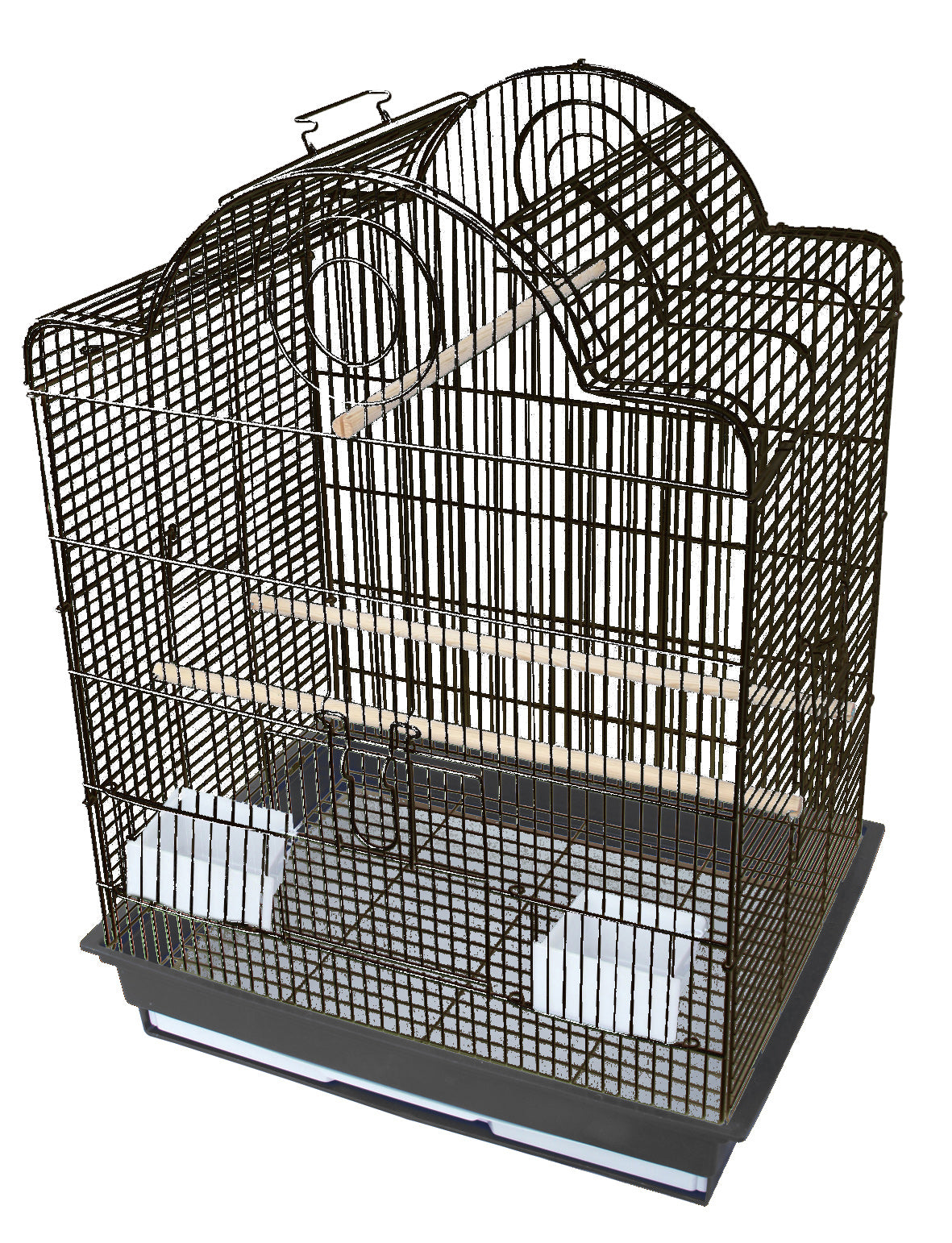 Birdie Super Arch Top Cage in black with the arched top section opened out