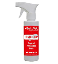 BetaVet Heals-Up topical antiseptic blend, 250ml trigger spray with animal silhouettes on the red label