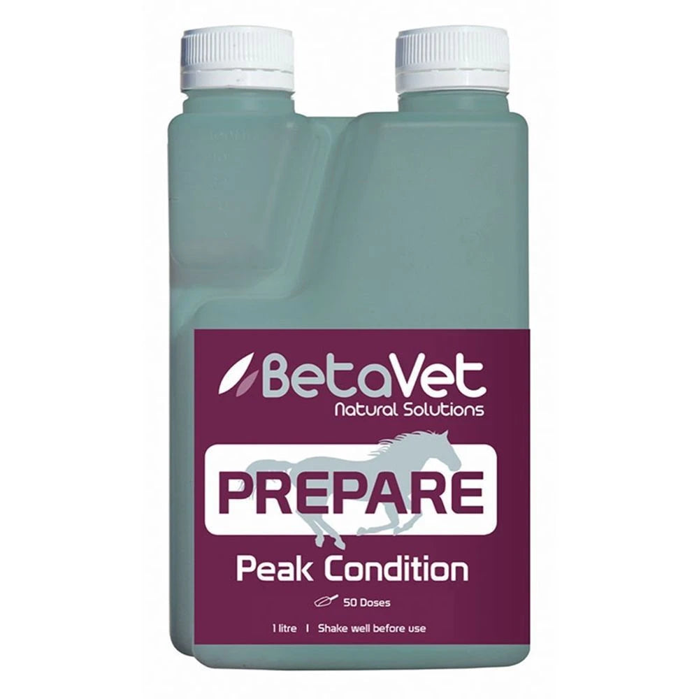 BetaVet Prepare Peak Condition, 1 litre dosing bottle with a burgundy label
