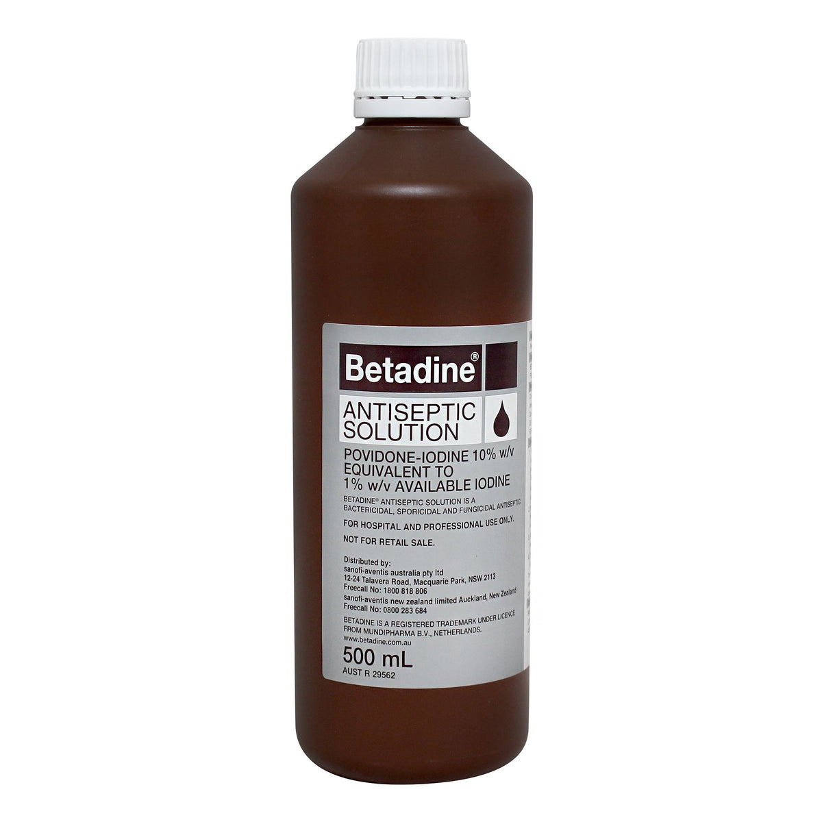 Betadine Antiseptic Liquid 500mL bottle front label