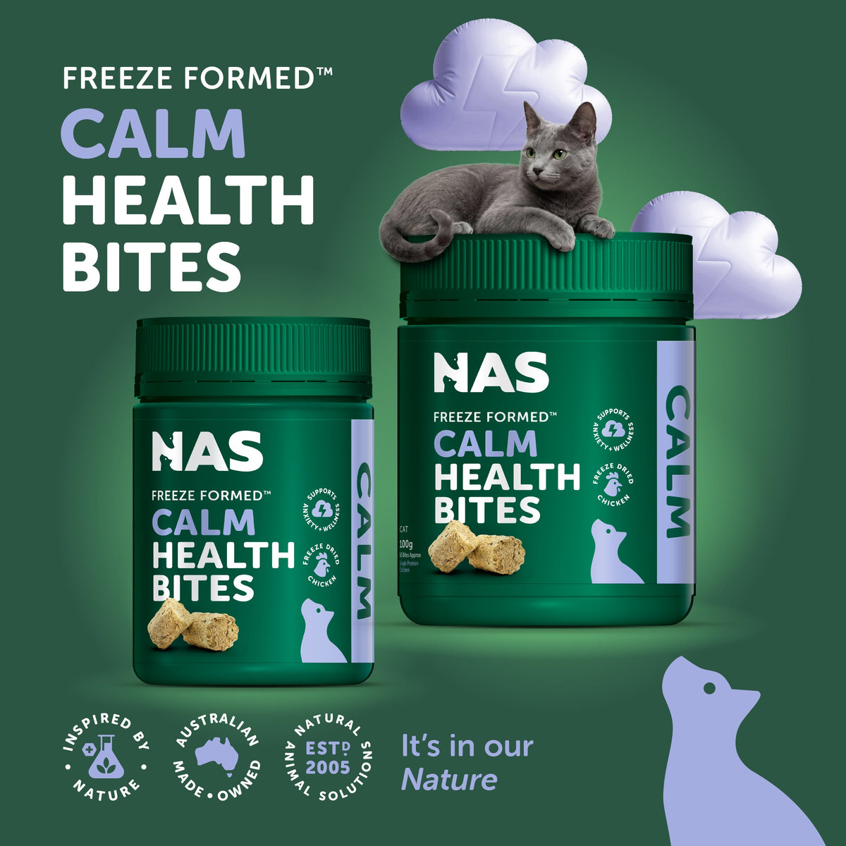 Natural Animal Solutions Freeze Formed Cat Calm Health Bites — brand infographic 1